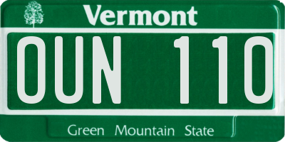 VT license plate OUN110