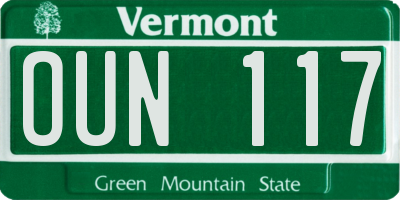VT license plate OUN117