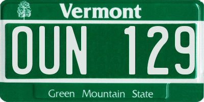 VT license plate OUN129
