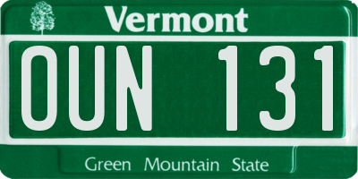 VT license plate OUN131