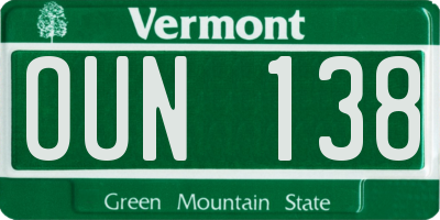 VT license plate OUN138
