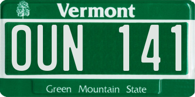 VT license plate OUN141