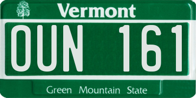 VT license plate OUN161