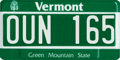 VT license plate OUN165