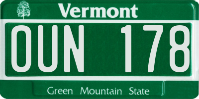 VT license plate OUN178