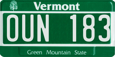 VT license plate OUN183