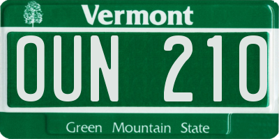 VT license plate OUN210