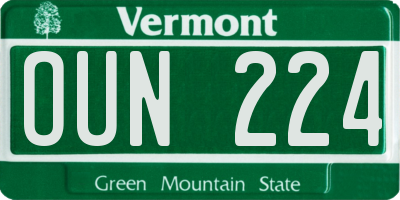 VT license plate OUN224