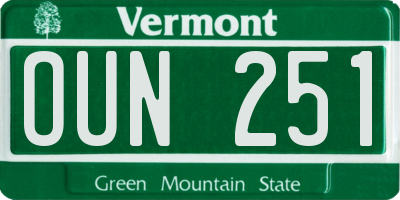 VT license plate OUN251