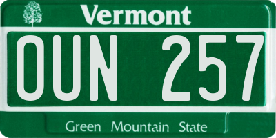 VT license plate OUN257