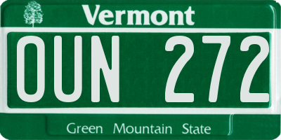 VT license plate OUN272
