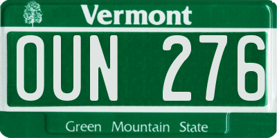 VT license plate OUN276