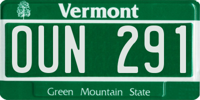 VT license plate OUN291