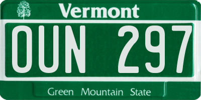 VT license plate OUN297