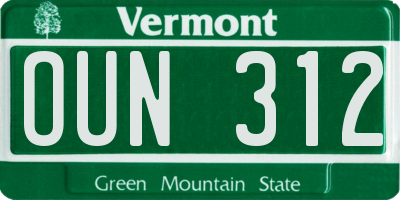 VT license plate OUN312