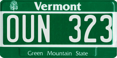 VT license plate OUN323