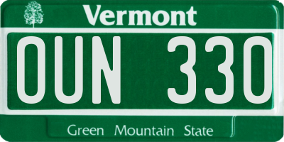 VT license plate OUN330