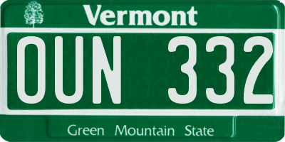 VT license plate OUN332