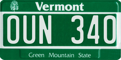 VT license plate OUN340