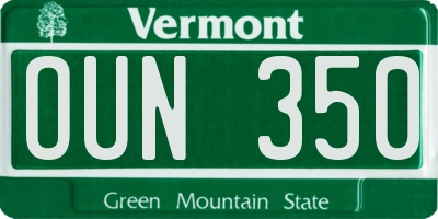 VT license plate OUN350