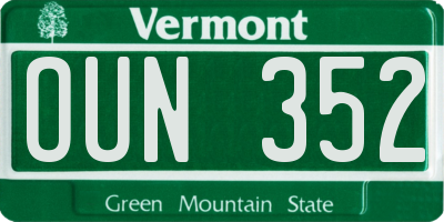 VT license plate OUN352