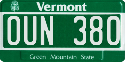 VT license plate OUN380