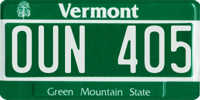 VT license plate OUN405