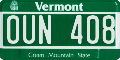 VT license plate OUN408