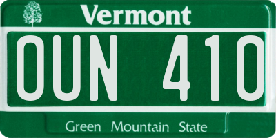 VT license plate OUN410