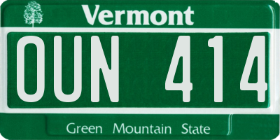 VT license plate OUN414