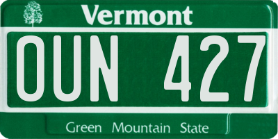 VT license plate OUN427