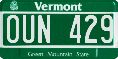 VT license plate OUN429