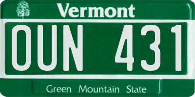 VT license plate OUN431