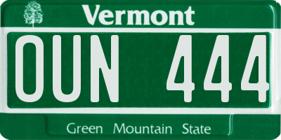 VT license plate OUN444