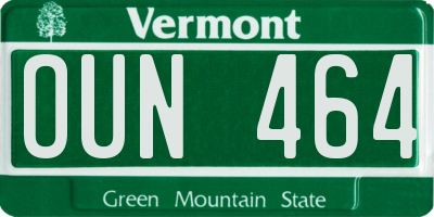 VT license plate OUN464