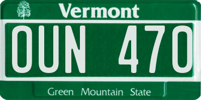 VT license plate OUN470