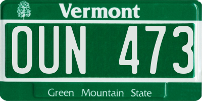 VT license plate OUN473