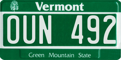 VT license plate OUN492