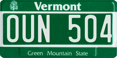VT license plate OUN504