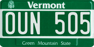 VT license plate OUN505