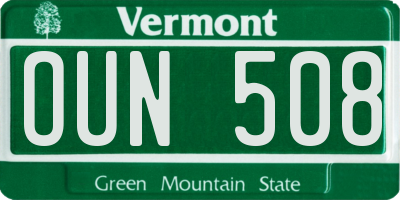 VT license plate OUN508
