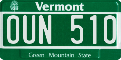 VT license plate OUN510