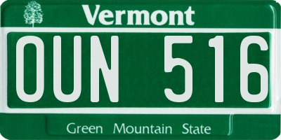 VT license plate OUN516