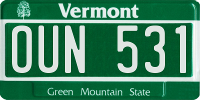 VT license plate OUN531