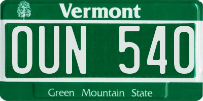 VT license plate OUN540