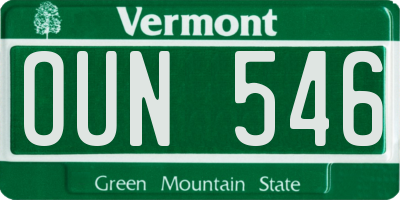 VT license plate OUN546