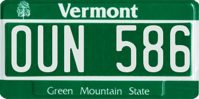 VT license plate OUN586