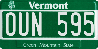 VT license plate OUN595