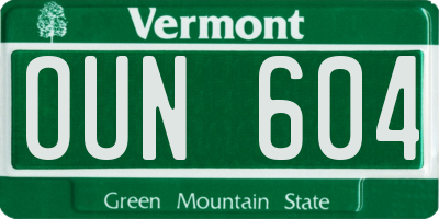 VT license plate OUN604