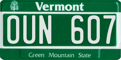 VT license plate OUN607